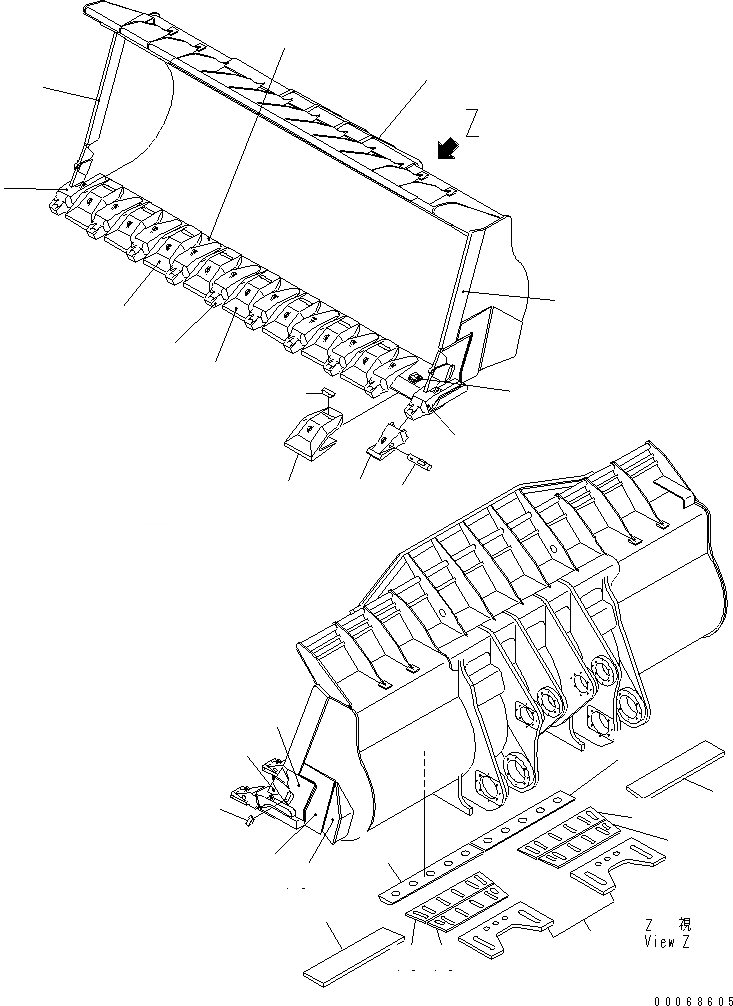 Схема запчастей Komatsu WA1200-3 - КОВШ¤ M (LIGHT ВЕС) (С ЗУБЬЯМИ)(№-) РАБОЧЕЕ ОБОРУДОВАНИЕ