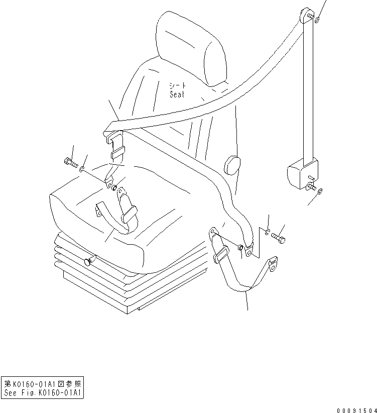 Схема запчастей Komatsu WA1200-3 - OPERATOR AREA (РЕМЕНЬ БЕЗОПАСНОСТИ) (-POINT)(№79-) ОСНОВН. КОМПОНЕНТЫ И РЕМКОМПЛЕКТЫ