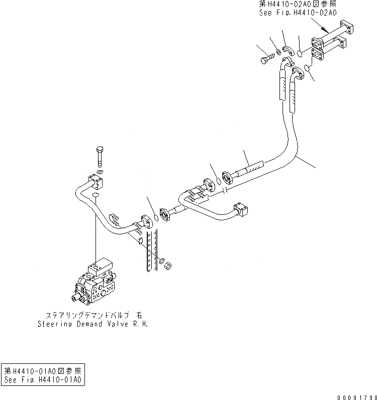 Схема запчастей Komatsu WA1200-3 - ПЕРЕДН. РАМА (ЦЕНТР. ШЛАНГИ КОМПЛЕКТ НИЖН.) (ЭКСТРЕНН. КЛАПАН РУЛЕВОГО УПРАВЛЕНИЯ - РУЛЕВ. УПРАВЛЕНИЕ ЗАПРАШИВАЮЩ. КЛАПАН)(№79-) ОСНОВН. КОМПОНЕНТЫ И РЕМКОМПЛЕКТЫ