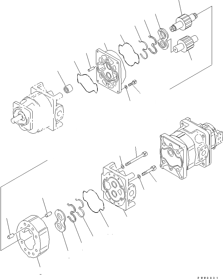 Схема запчастей Komatsu WA1200-3 - HYDRAURIC НАСОС (/)(№-8) ОСНОВН. КОМПОНЕНТЫ И РЕМКОМПЛЕКТЫ