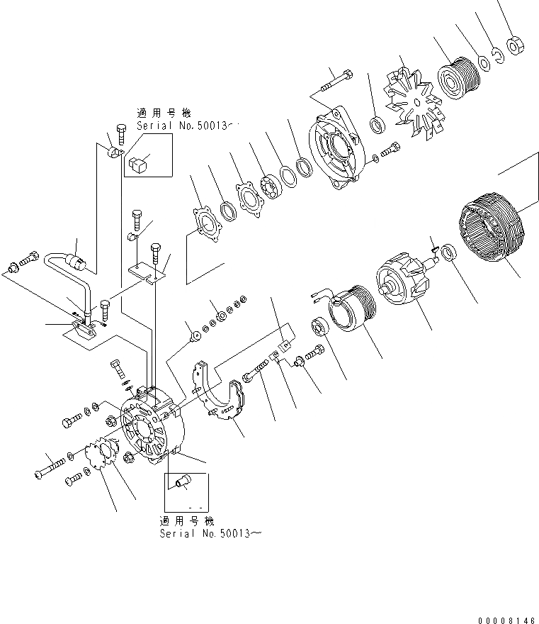 Схема запчастей Komatsu WA1200-3 - ДВИГАТЕЛЬ (ALTERNETOR)(ВНУТР. ЧАСТИ) КОМПОНЕНТЫ ДВИГАТЕЛЯ