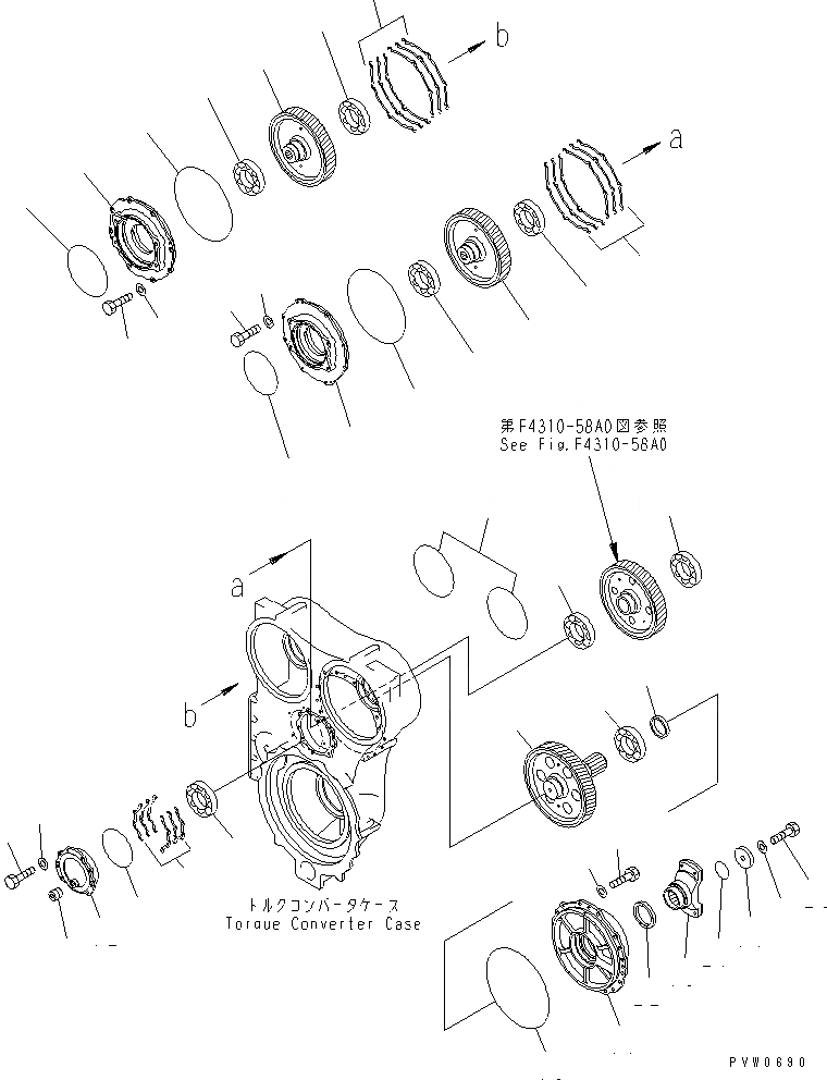 Схема запчастей Komatsu WA1200-3 - ГИДРОТРАНСФОРМАТОР ВХОД ПЕРЕДАЧА (/) (ПРИВОД) (/) ГИДРОТРАНСФОРМАТОР И ТРАНСМИССИЯ