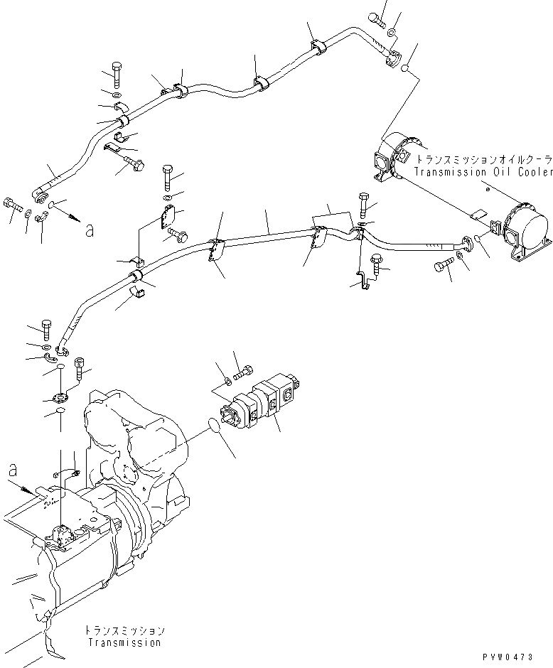 Схема запчастей Komatsu WA1200-3 - ГИДРОТРАНСФОРМАТОР И ТРАНСМИССИЯ ЛИНИЯ (ЛИНИИ МАСЛООХЛАДИТЕЛЯ) ГИДРОТРАНСФОРМАТОР И ТРАНСМИССИЯ