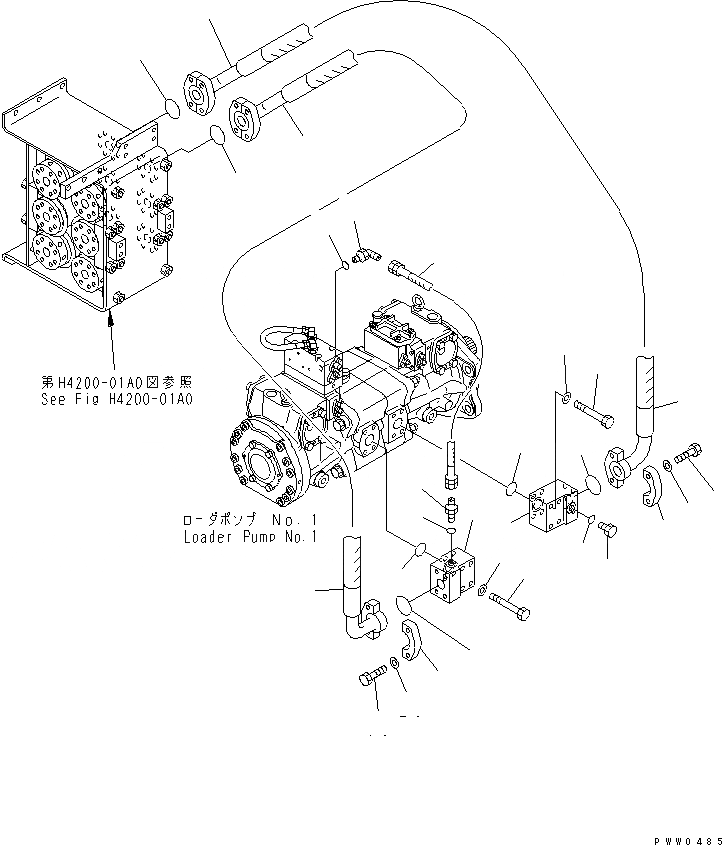 Схема запчастей Komatsu WA1200-3 - ГИДРАВЛ ЛИНИЯ (ПОГРУЗ. НАСОС - IN ФИЛЬТР /) ГИДРАВЛИКА