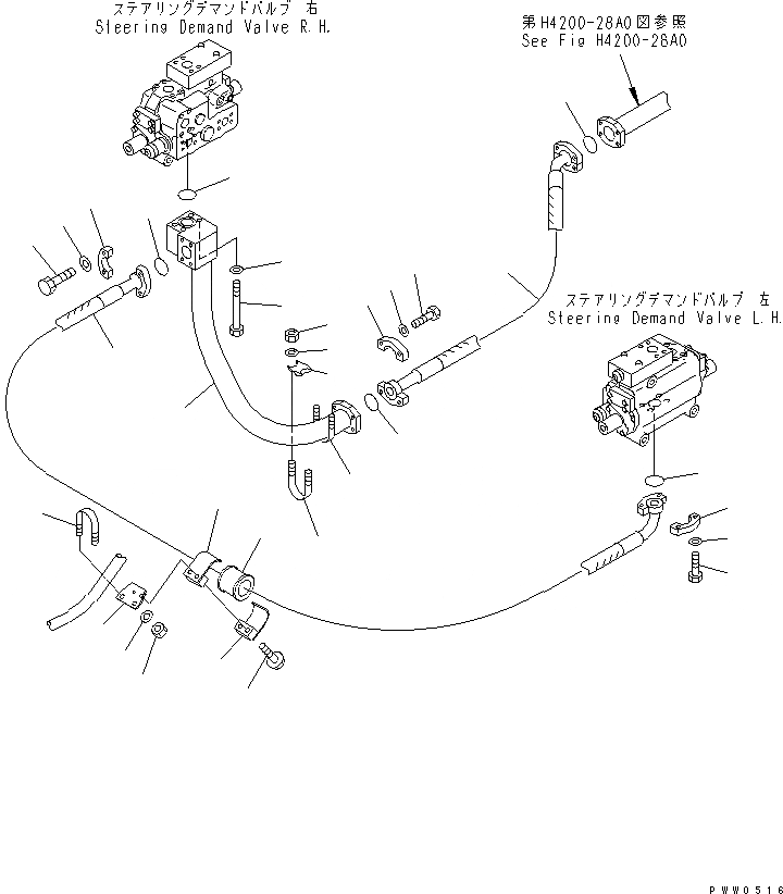 Схема запчастей Komatsu WA1200-3 - ГИДРАВЛ ЛИНИЯ (РУЛЕВ. УПРАВЛЕНИЕ ЗАПРАШИВАЮЩ. КЛАПАН ВОЗВРАТ. ЛИНИЯ) ГИДРАВЛИКА