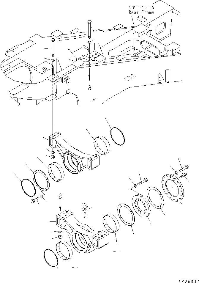 Схема запчастей Komatsu WA1200-3 - СУППОРТ МОСТА (ЗАДН.) ОСНОВНАЯ РАМА И ЕЕ ЧАСТИ