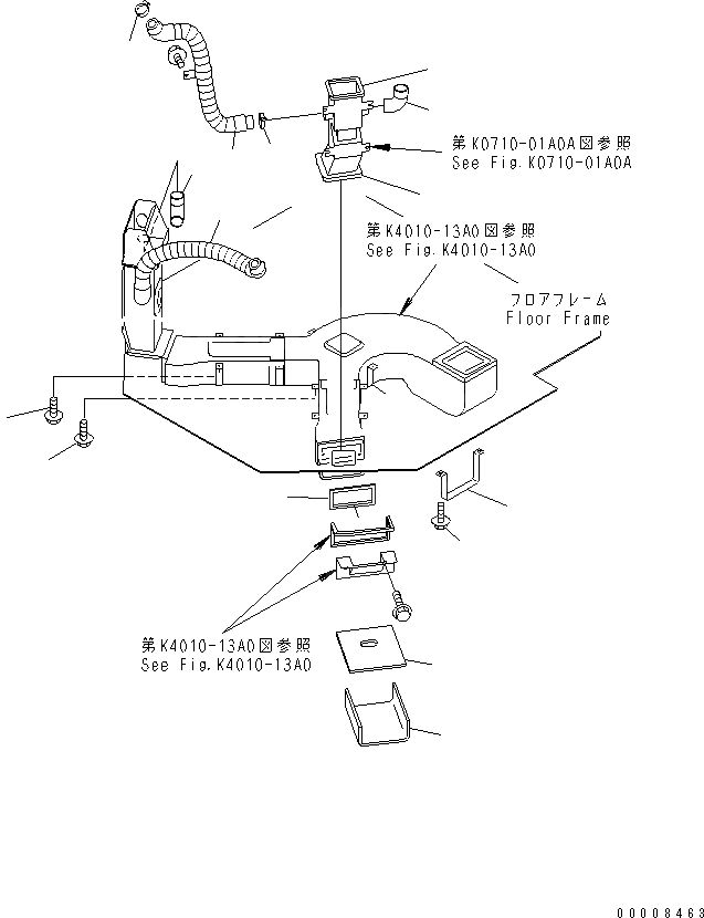 Схема запчастей Komatsu WA1200-3 - ПОЛ SUB (КОНДИЦ. ВОЗДУХА И ВОЗДУХОВОДЫ)(№-) КАБИНА ОПЕРАТОРА И СИСТЕМА УПРАВЛЕНИЯ