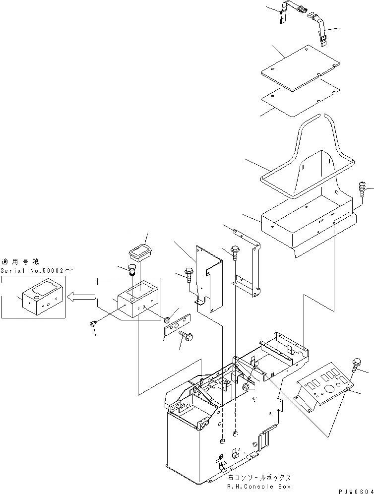 Схема запчастей Komatsu WA1200-3 - ПОЛ SUB (ПОЛ) (ПРАВ. КОНСОЛЬН. БЛОК КОРПУС)(№-) КАБИНА ОПЕРАТОРА И СИСТЕМА УПРАВЛЕНИЯ