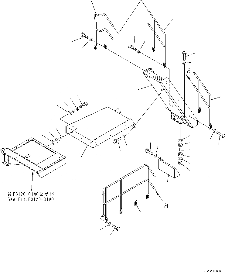 Схема запчастей Komatsu WA1200-3 - ЛЕСТНИЦА RAIL ЧАСТИ КОРПУСА