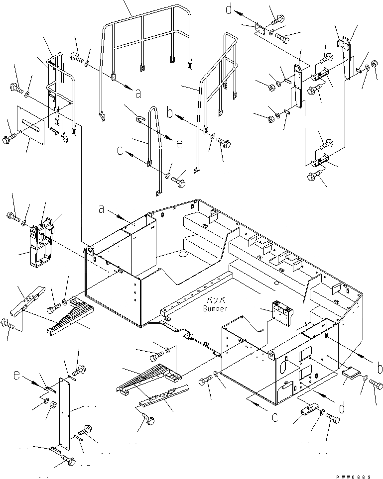 Схема запчастей Komatsu WA1200-3 - БАМПЕР (СТУПЕНИ И HANDRAIL) ЧАСТИ КОРПУСА