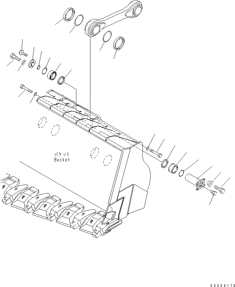 Схема запчастей Komatsu WA1200-3 - РУКОЯТЬ И КОЛЕНЧАТЫЙ РЫЧАГ (КОЛЕНЧАТЫЙ РЫЧАГ И ГИДРОЦИЛИНДР КОВША ПАЛЕЦ)(№-) РАБОЧЕЕ ОБОРУДОВАНИЕ