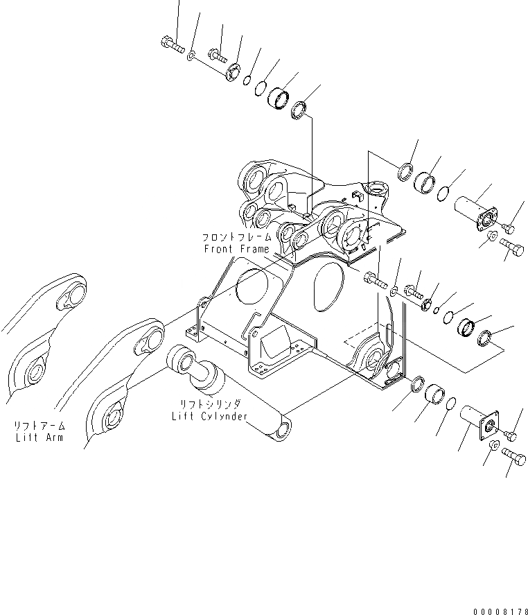 Схема запчастей Komatsu WA1200-3 - РУКОЯТЬ И КОЛЕНЧАТЫЙ РЫЧАГ (РУКОЯТЬ И ГИДРОЦИЛИНДР ПОДЪЕМА ПАЛЕЦ)(№-) РАБОЧЕЕ ОБОРУДОВАНИЕ