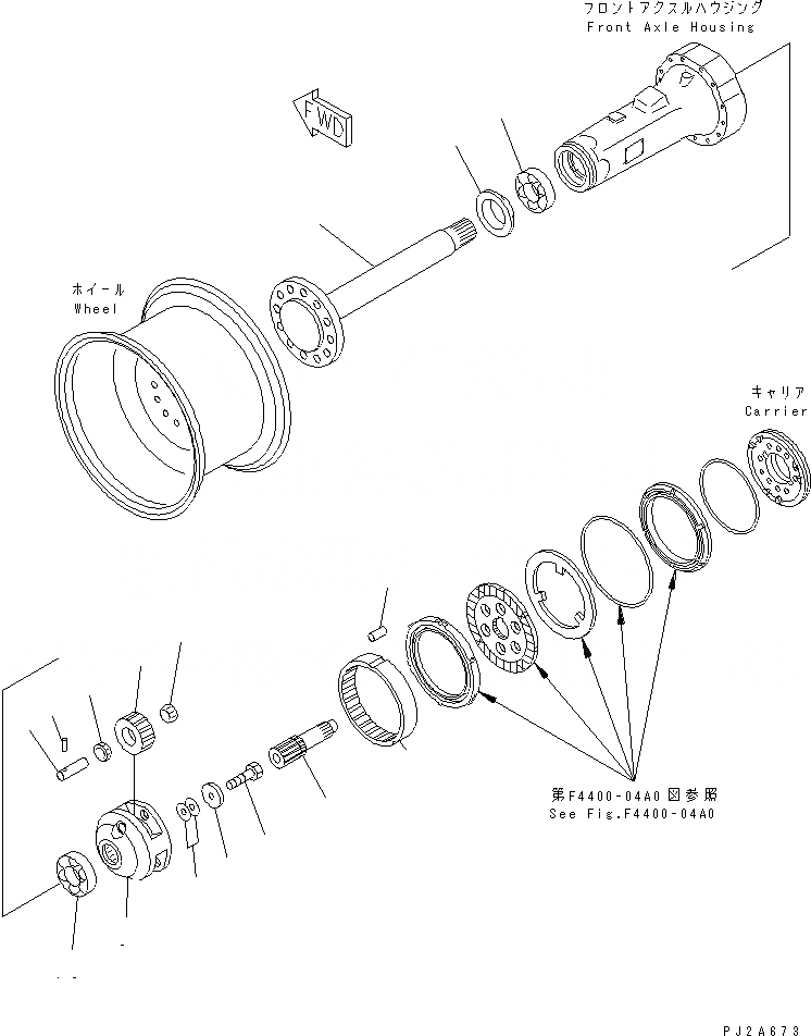 Схема запчастей Komatsu WA120L-3 - ПЕРЕДНИЙ МОСТ (КОНЕЧНАЯ ПЕРЕДАЧА) ТРАНСМИССИЯ