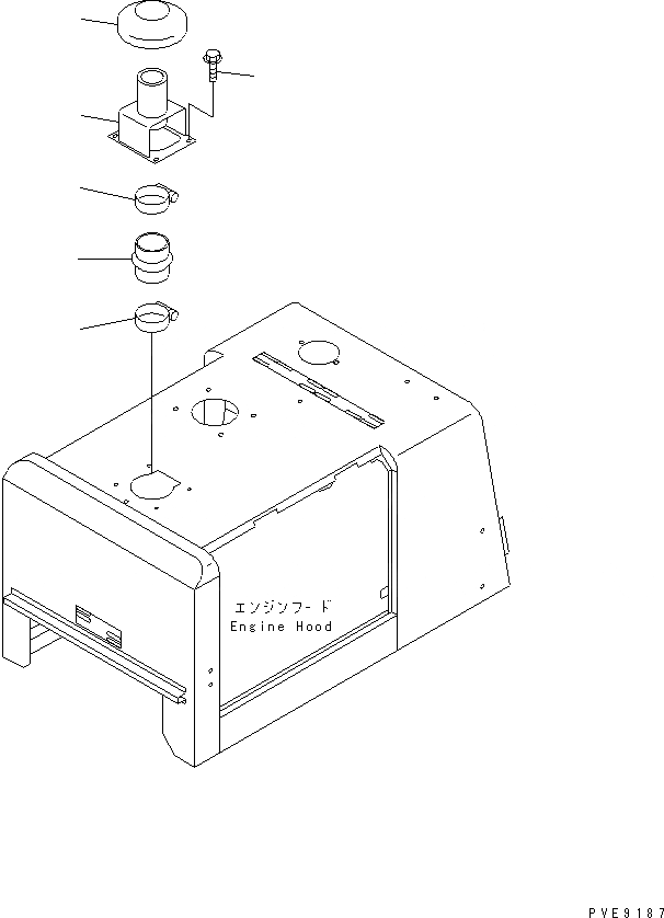 Схема запчастей Komatsu WA120L-3 - КАПОТ (УДЛИНН. ВПУСК ВОЗДУХА) ЧАСТИ КОРПУСА