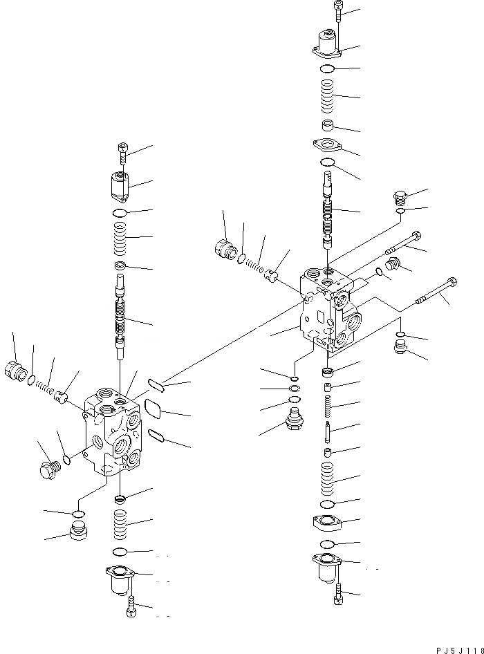 Схема запчастей Komatsu WA120L-3 - КОНТРОЛЬНЫЙ КЛАПАН (2-Х СЕЦИОНН.) (/) (С ECSS)(№-) ОСНОВН. КОМПОНЕНТЫ И РЕМКОМПЛЕКТЫ