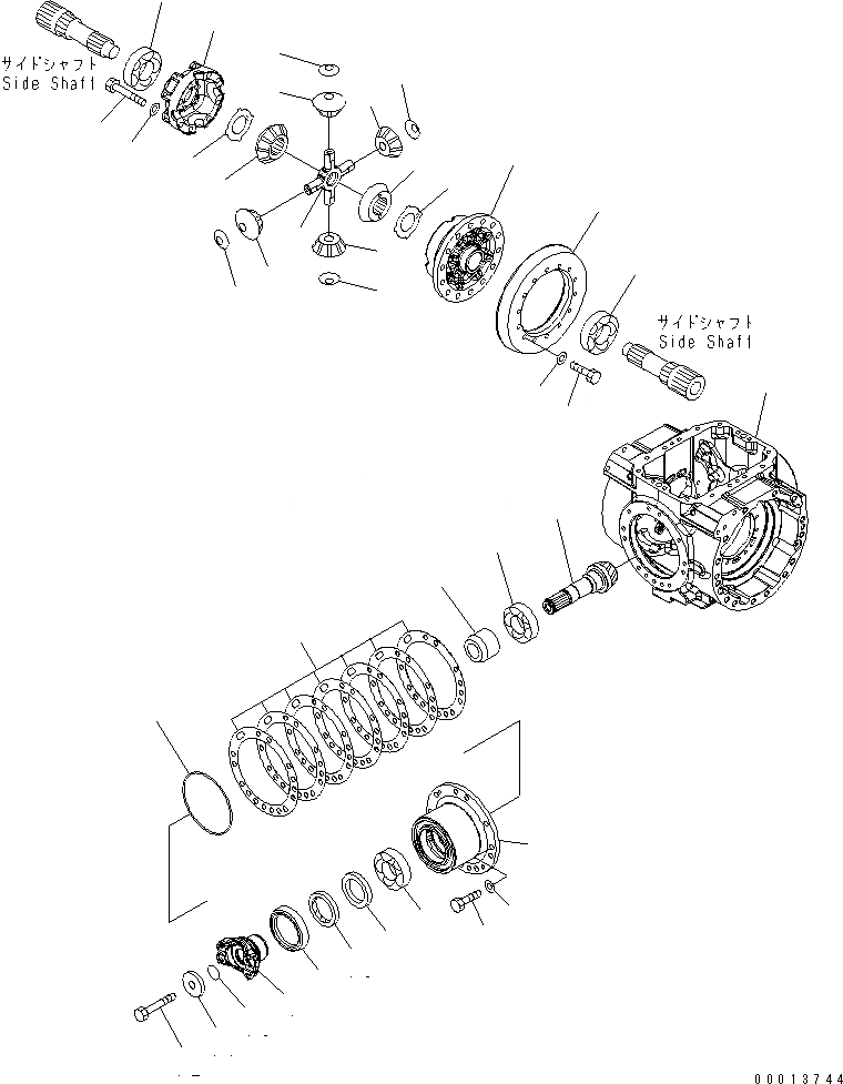 Схема запчастей Komatsu WA150-5 - ЗАДН. МОСТ (ДИФФЕРЕНЦ.)(№-79) СИЛОВАЯ ПЕРЕДАЧА