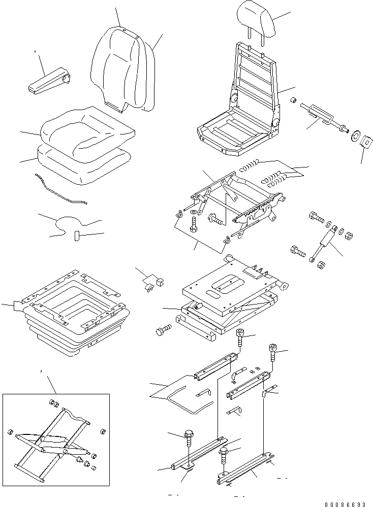 Схема запчастей Komatsu WA150-5 - СИДЕНЬЕ ОПЕРАТОРА (С ПОДВЕСКОЙ) (VINYL) КАБИНА ОПЕРАТОРА И СИСТЕМА УПРАВЛЕНИЯ