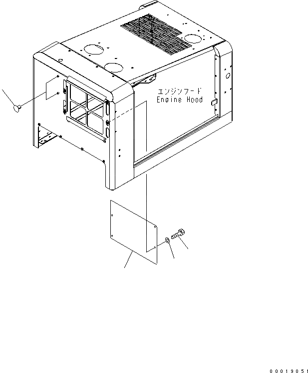 Схема запчастей Komatsu WA150-5 - КАПОТ (ПЛАСТИНА) ЧАСТИ КОРПУСА