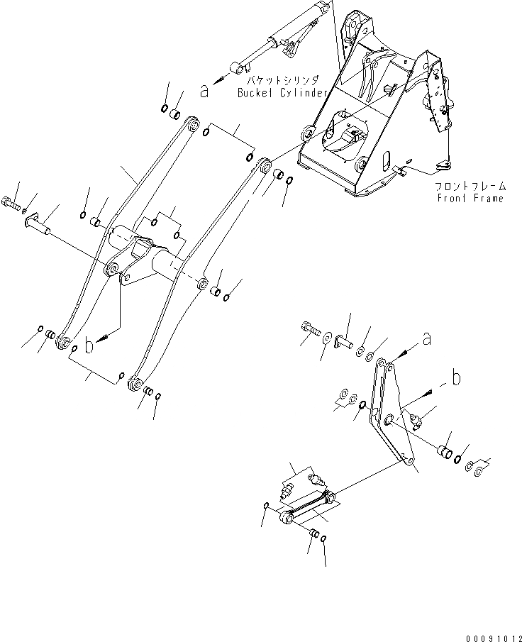 Схема запчастей Komatsu WA150-5 - РУКОЯТЬ И BELL CRANK (ДЛЯ 3-Х СЕКЦИОНН. КЛАПАН)(№7-) РАБОЧЕЕ ОБОРУДОВАНИЕ