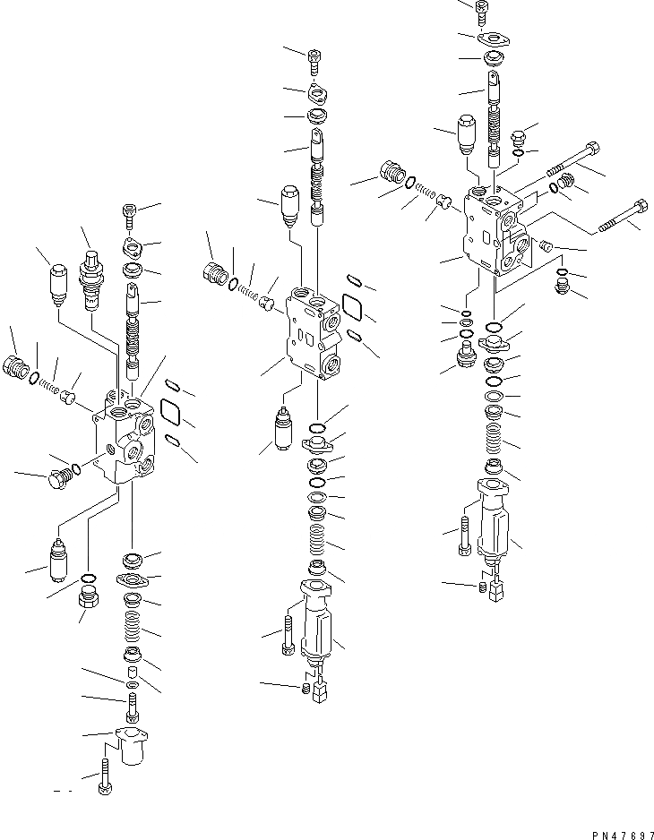 Схема запчастей Komatsu WA150-3-X - 3-Х СЕКЦИОНН. КОНТРОЛЬН. КЛАПАН (/)(№-) УПРАВЛ-Е РАБОЧИМ ОБОРУДОВАНИЕМ