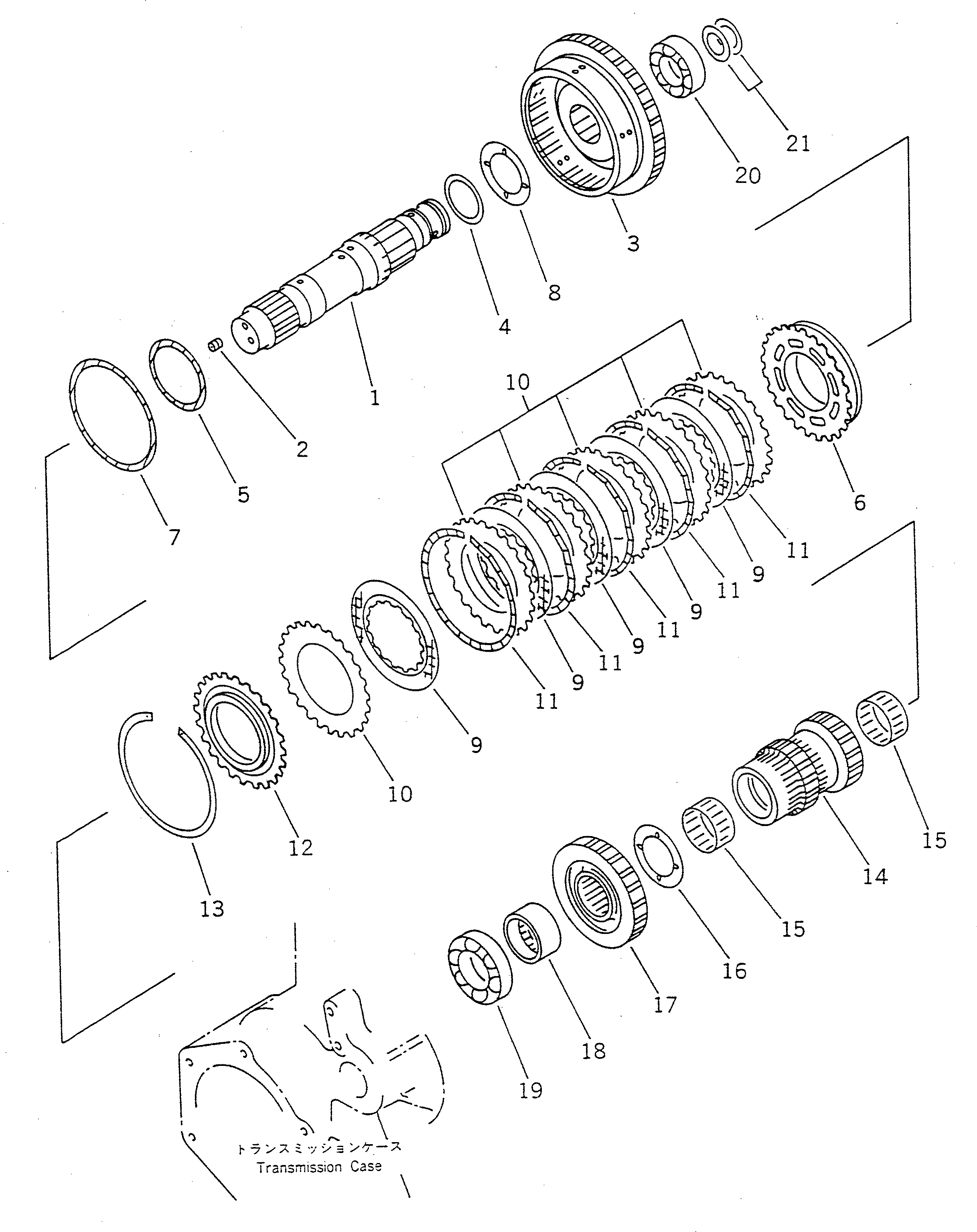 Схема запчастей Komatsu WA150-1 - 1 МУФТА(№-) ГИДРОТРАНСФОРМАТОР И ТРАНСМИССИЯ