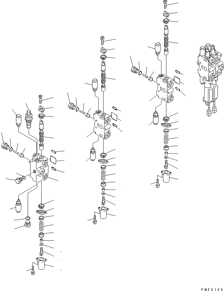 Схема запчастей Komatsu WA150-3-XW - 5-СЕКЦИОНН. УПРАВЛЯЮЩ. КЛАПАН (/)(№-) УПРАВЛ-Е РАБОЧИМ ОБОРУДОВАНИЕМ