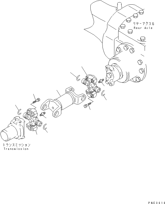 Схема запчастей Komatsu WA150-3 - ВЕДУЩ. ВАЛ (ЗАДН.) ТРАНСМИССИЯ