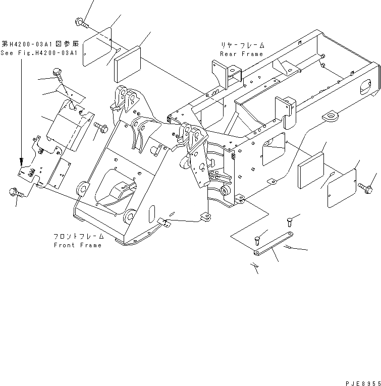 Схема запчастей Komatsu WA150-3 - БЛОКИР. ШАНГА И КРЫШКА(С ECSS) ОСНОВНАЯ РАМА И ЕЕ ЧАСТИ