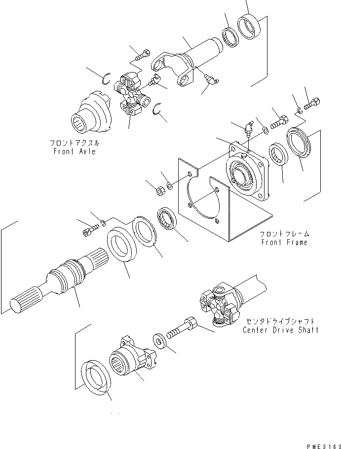 Схема запчастей Komatsu WA150-3-SN - ВЕДУЩ. ВАЛ (ПЕРЕДН.) ТРАНСМИССИЯ