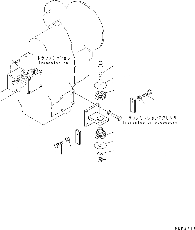 Схема запчастей Komatsu WA150-3-SN - ЧАСТИ КРЕПЛЕНИЯ ТРАНСМИССИИ ТРАНСМИССИЯ