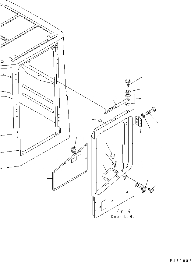 Схема запчастей Komatsu WA150-3-SN - КАБИНА ROPS (ДВЕРЬ ЭЛЕМЕНТЫ КРЕПЛЕНИЯ¤ ЛЕВ.)(№-) КАБИНА ОПЕРАТОРА И СИСТЕМА УПРАВЛЕНИЯ