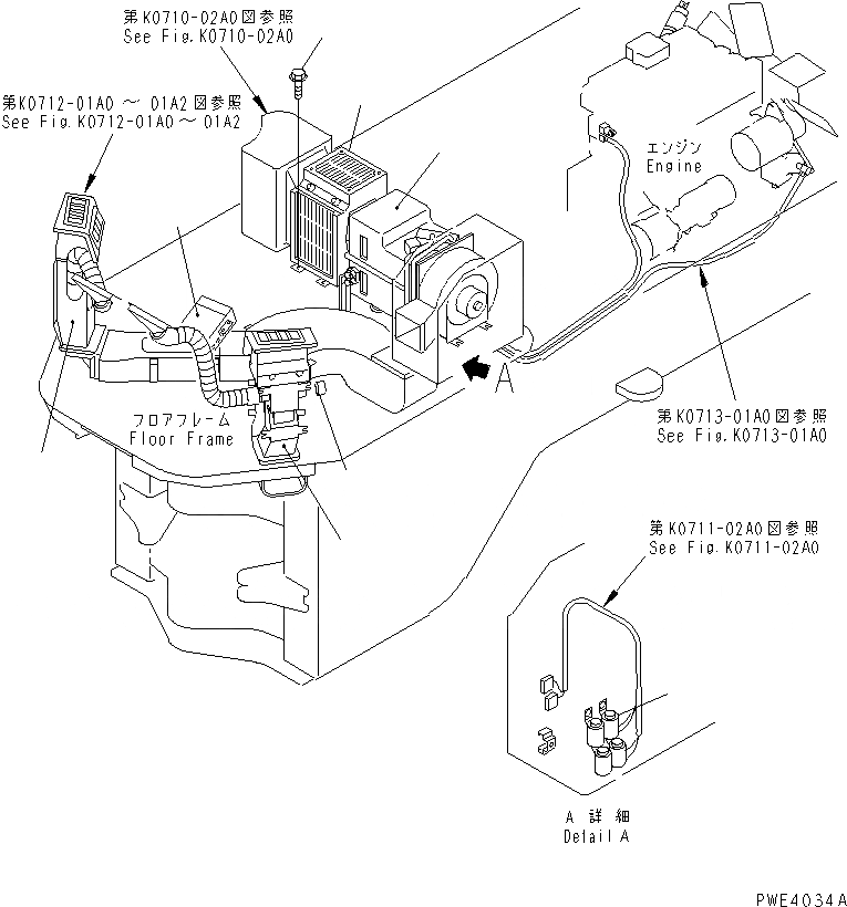 Схема запчастей Komatsu WA150-3-SN - ОБОГРЕВАТЕЛЬ. (ОТОПИТЕЛЬ)(№-) КАБИНА ОПЕРАТОРА И СИСТЕМА УПРАВЛЕНИЯ