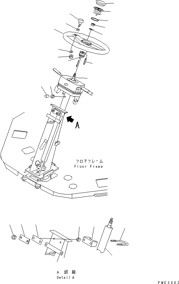 Схема запчастей Komatsu WA150-3-SN - РУЛЕВОЕ КОЛЕСО И РУЛЕВ. КОЛОНКА И ORBITROL(№-) КАБИНА ОПЕРАТОРА И СИСТЕМА УПРАВЛЕНИЯ