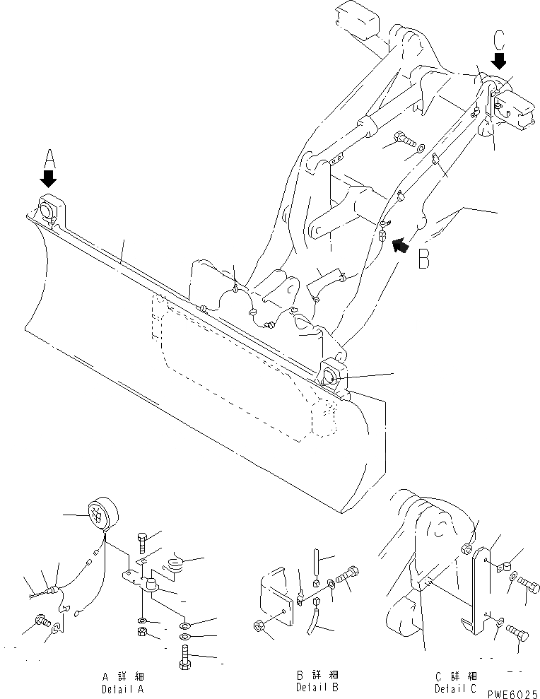 Схема запчастей Komatsu WA150-3-SN - ОТВАЛ (КОМПОНЕНТЫ (ОБСЛУЖИВ-Е)) (С S.P.A.P.) РАБОЧЕЕ ОБОРУДОВАНИЕ