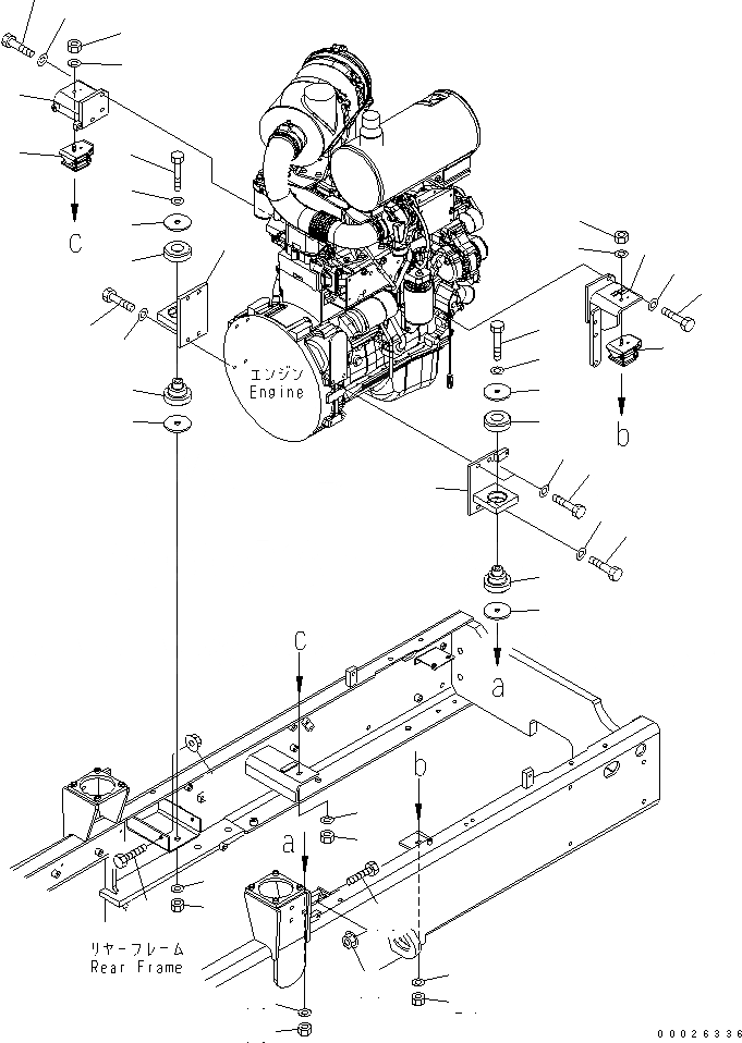 Схема запчастей Komatsu WA150-5 - КРЕПЛЕНИЕ ДВИГАТЕЛЯ КОМПОНЕНТЫ ДВИГАТЕЛЯ