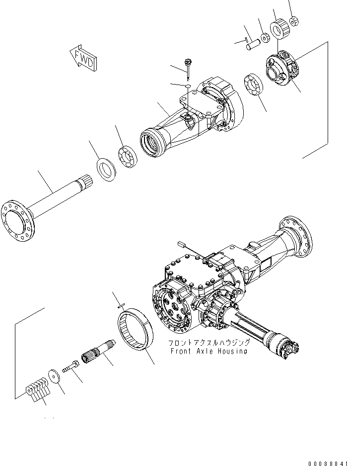 Схема запчастей Komatsu WA150-5 - ПЕРЕДНИЙ МОСТ (КОНЕЧНАЯ ПЕРЕДАЧА И КОЖУХ) (ЛЕВ.)(№78-) СИЛОВАЯ ПЕРЕДАЧА