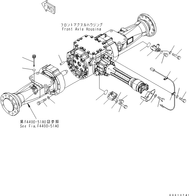 Схема запчастей Komatsu WA150-5 - ПЕРЕДНИЙ МОСТ (ЭЛЕМЕНТЫ КРЕПЛЕНИЯ И КЛАПАН)(№-78) СИЛОВАЯ ПЕРЕДАЧА