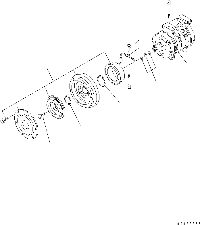 Схема запчастей Komatsu WA150-5 - КОМПРЕССОР В СБОРЕ (ВНУТР. ЧАСТИ)(№78-) КАБИНА ОПЕРАТОРА И СИСТЕМА УПРАВЛЕНИЯ