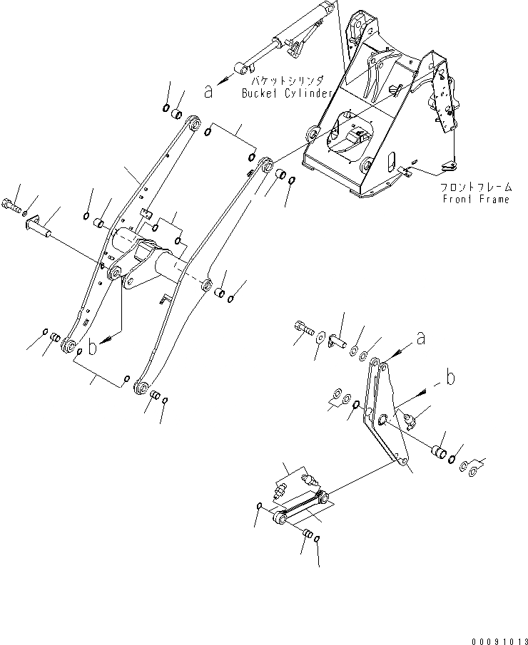 Схема запчастей Komatsu WA150-5 - РУКОЯТЬ И BELL CRANK (ДЛЯ 4-Х СЕКЦИОНН. КЛАПАН И СОЕДИНИТ. УСТР-ВО)(№7-) РАБОЧЕЕ ОБОРУДОВАНИЕ