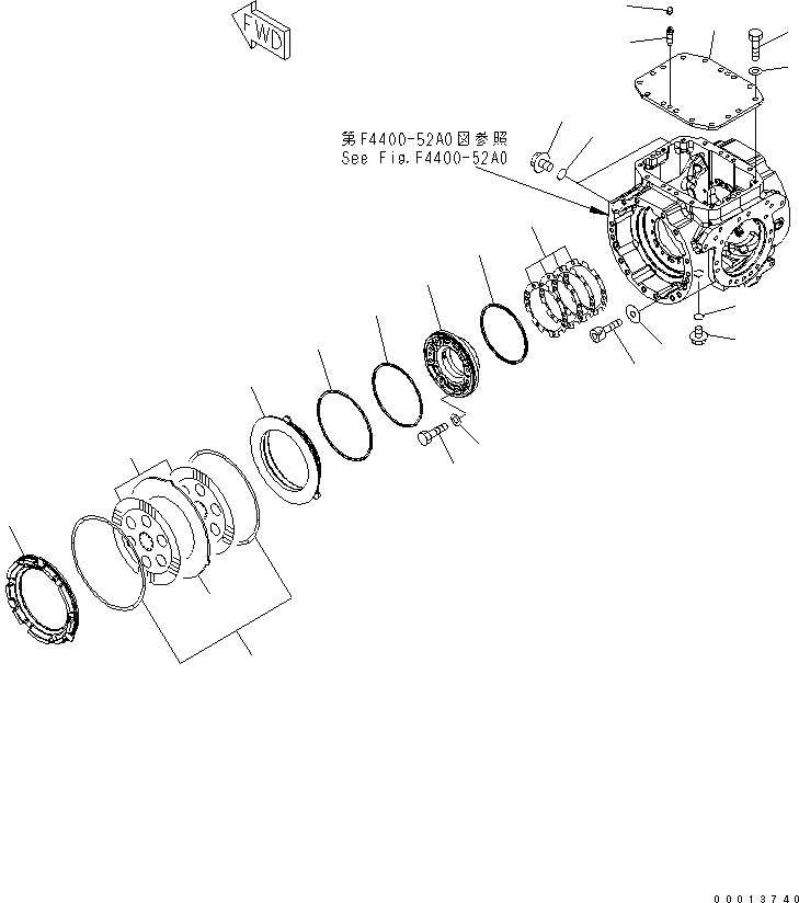 Схема запчастей Komatsu WA150-5-CN - ПЕРЕДНИЙ МОСТ (КРЫШКАAND ТОРМОЗ.) ТРАНСМИССИЯ