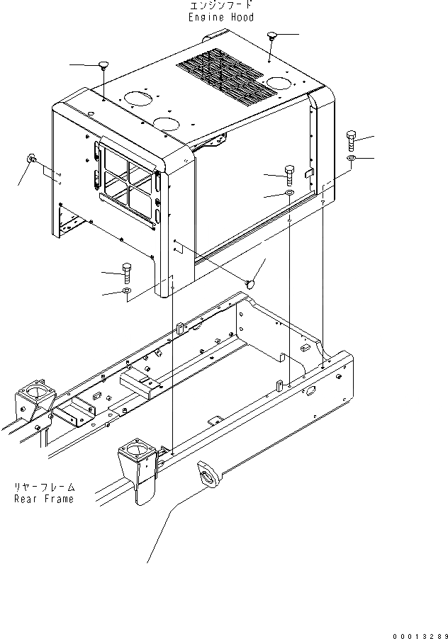 Схема запчастей Komatsu WA150-5-TK - КРЕПЛЕНИЕ КАПОТАING ЧАСТИ КОРПУСА