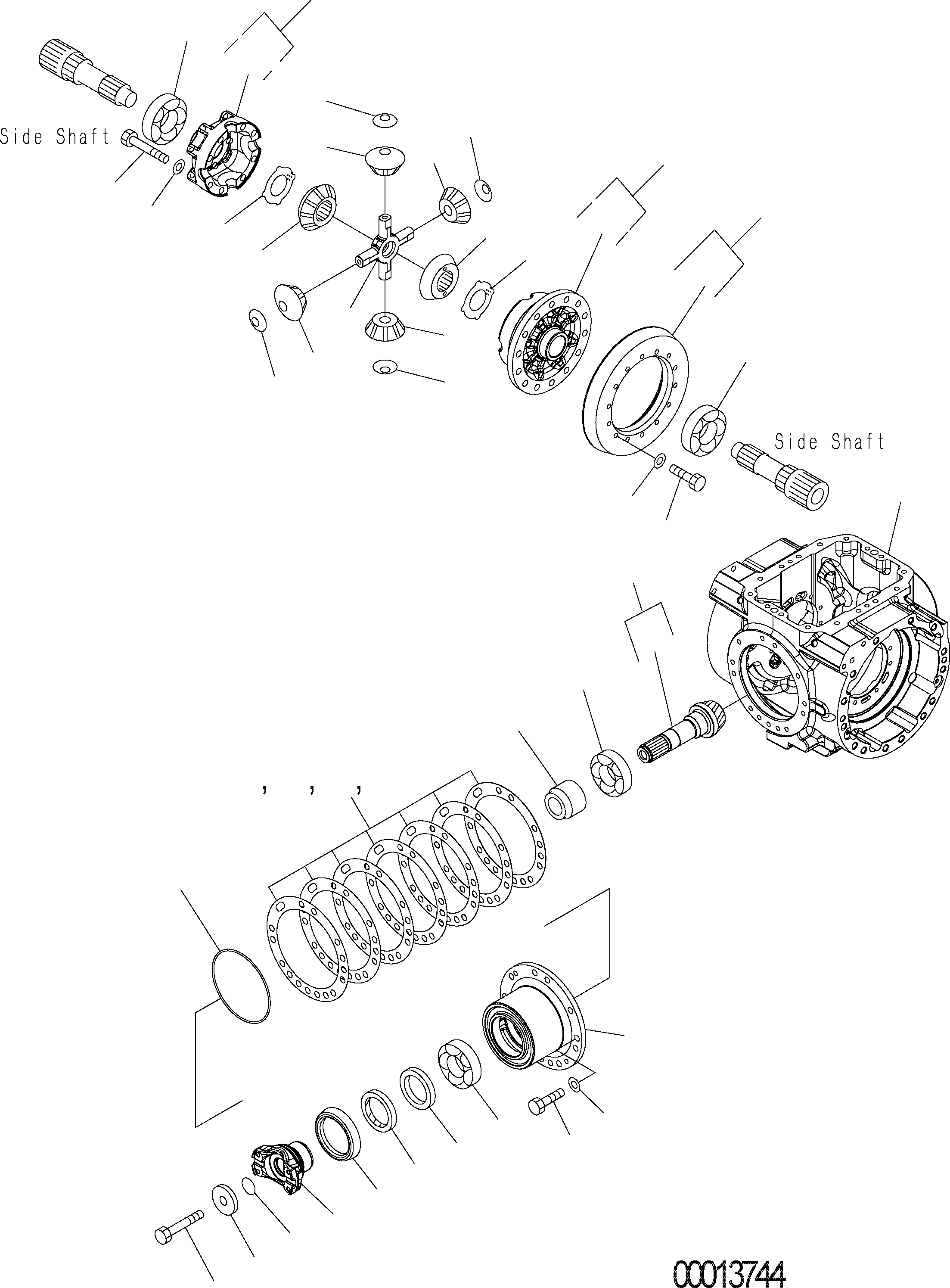 Схема запчастей Komatsu WA150-5 - ЗАДН. МОСТ (ДИФФЕРЕНЦ. - STD) F ТРАНСМИССИЯ