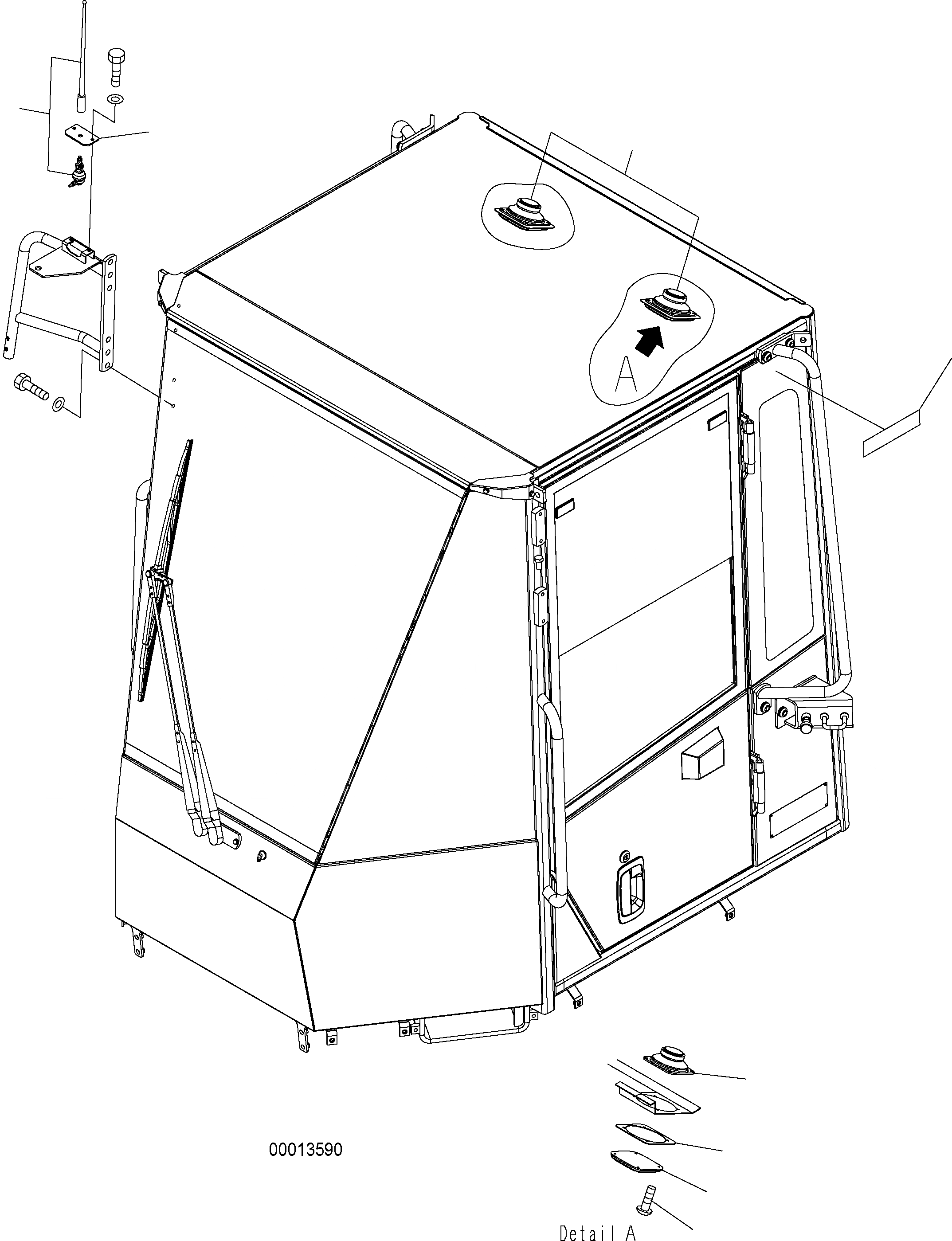 Схема запчастей Komatsu WA150-5 - ПОЛ (АНТЕННА, ГРОМКОГОВОРИТ. COVER) K OPERATORґS ОБСТАНОВКА И СИСТЕМА УПРАВЛЕНИЯ