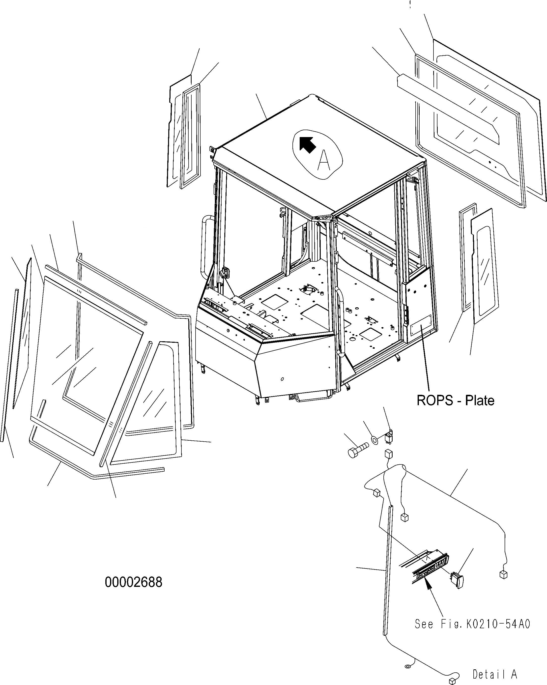 Схема запчастей Komatsu WA150-5 - КАБИНА ROPS (КУЗОВ И СТЕКЛА) (ROPS MODEL NO: 7-) K OPERATORґS ОБСТАНОВКА И СИСТЕМА УПРАВЛЕНИЯ