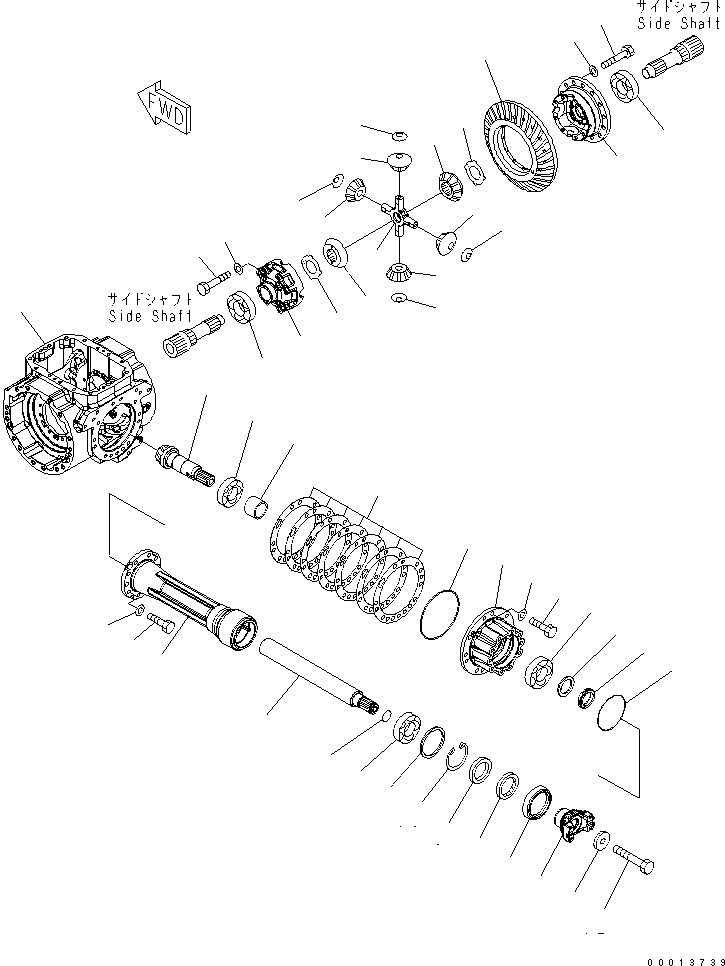 Схема запчастей Komatsu WA150L-5 - ПЕРЕДНИЙ МОСТ (ДИФФЕРЕНЦ.) СИЛОВАЯ ПЕРЕДАЧА