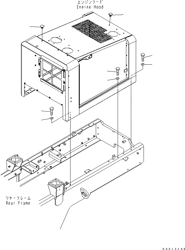 Схема запчастей Komatsu WA150L-5 - КРЕПЛЕНИЕ КАПОТАING (ДЛЯ ПОЛН. КРЫЛО) ЧАСТИ КОРПУСА