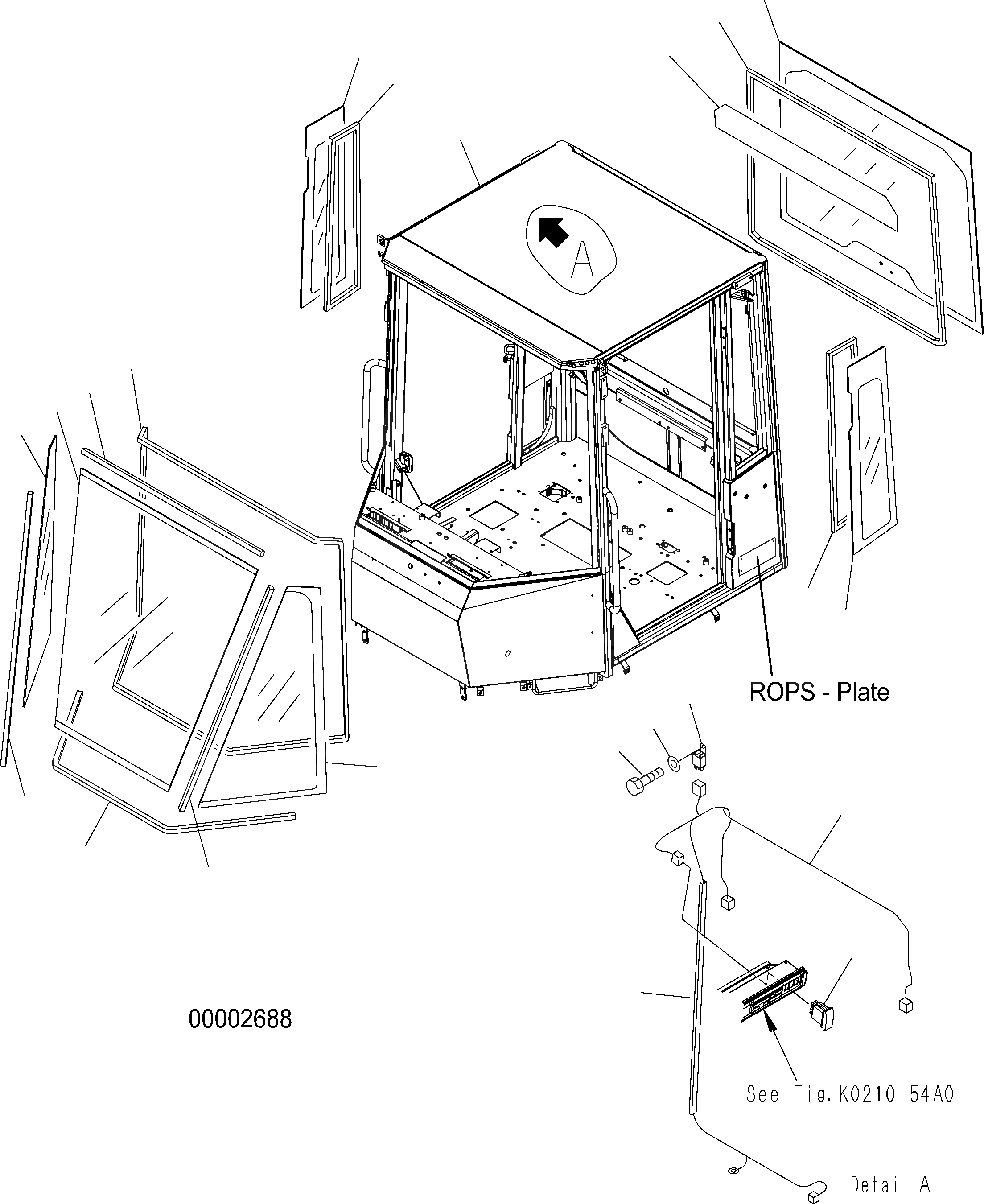 Схема запчастей Komatsu WA150PZ-5 - КАБИНА ROPS (КУЗОВ И СТЕКЛА) (ROPS MODEL NO: 7-) K OPERATORґS ОБСТАНОВКА И СИСТЕМА УПРАВЛЕНИЯ