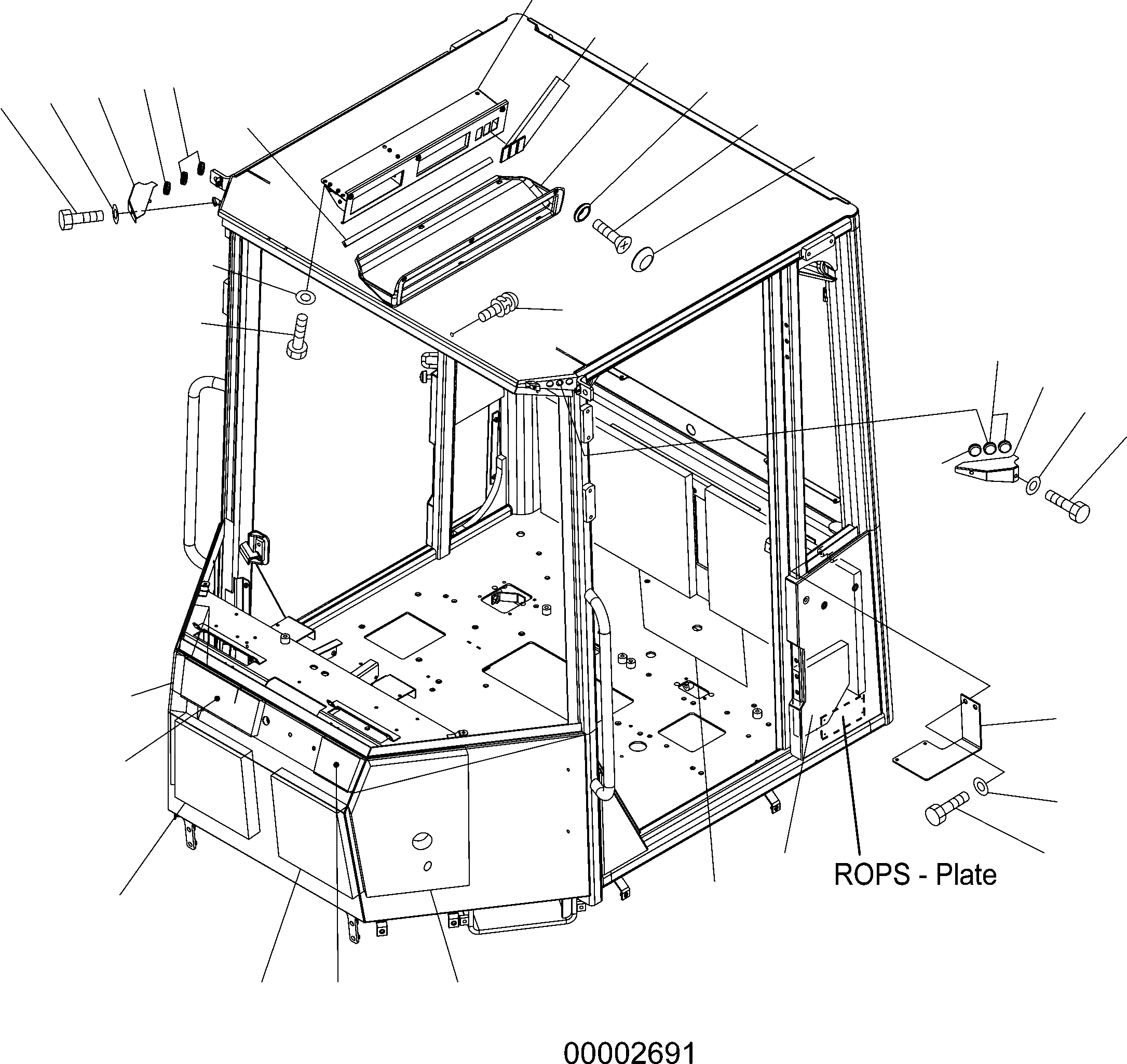 Схема запчастей Komatsu WA150PZ-5 - КАБИНА ROPS (ЩИТКИ, COVER) (ROPS MODEL NO: 7-) K OPERATORґS ОБСТАНОВКА И СИСТЕМА УПРАВЛЕНИЯ