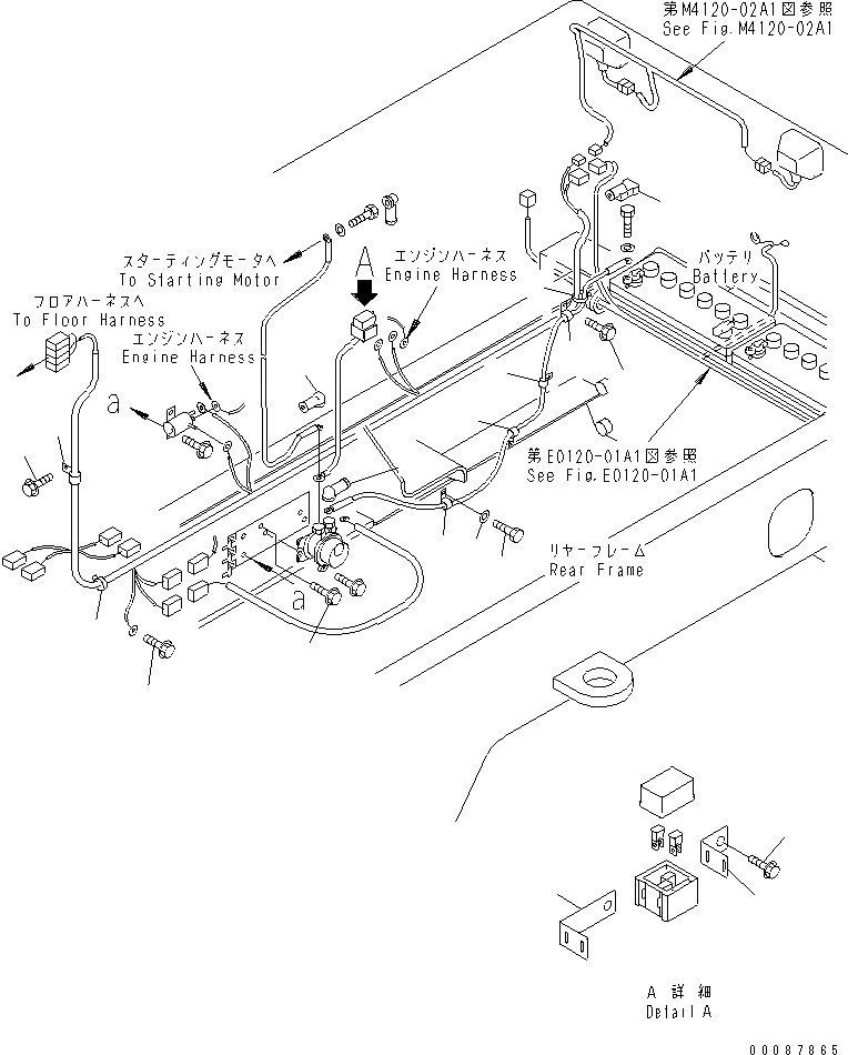 Схема запчастей Komatsu WA180-3 - ОСНОВН. Э/ПРОВОДКА ЗАДН. РАМА(№9-) ЭЛЕКТРИКА