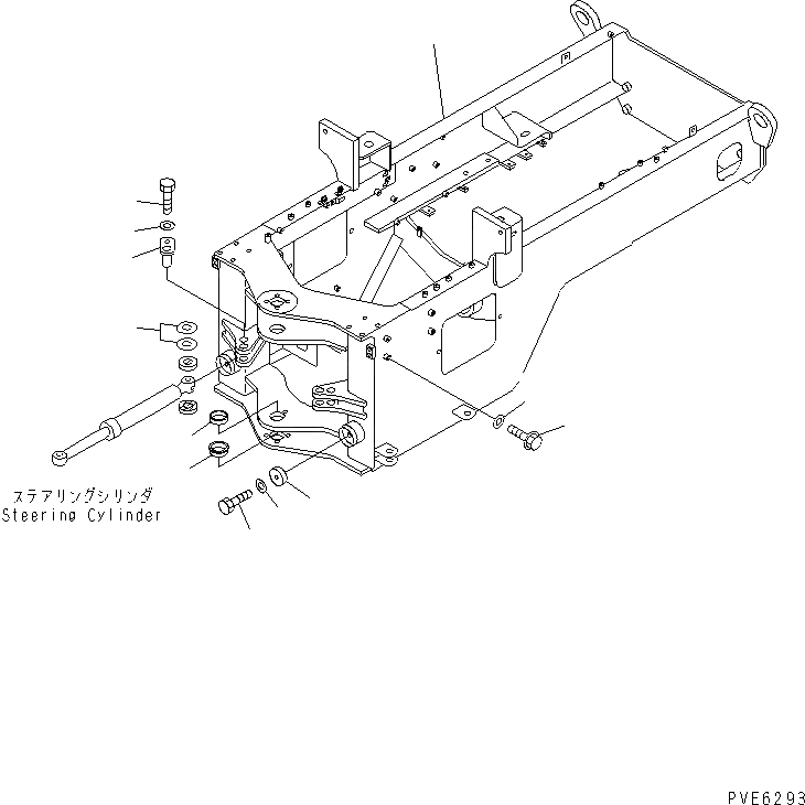 Схема запчастей Komatsu WA180-3 - ЗАДН. РАМА (С НИЖН. ЗАЩИТА И ДОПОЛН. ТОПЛИВН. ФИЛЬТР.) ОСНОВНАЯ РАМА И ЕЕ ЧАСТИ